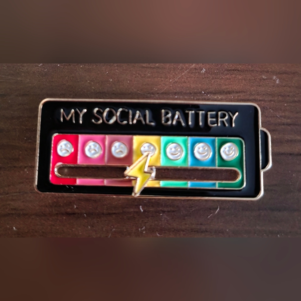 Colorful Social Battery Enamel Pin
